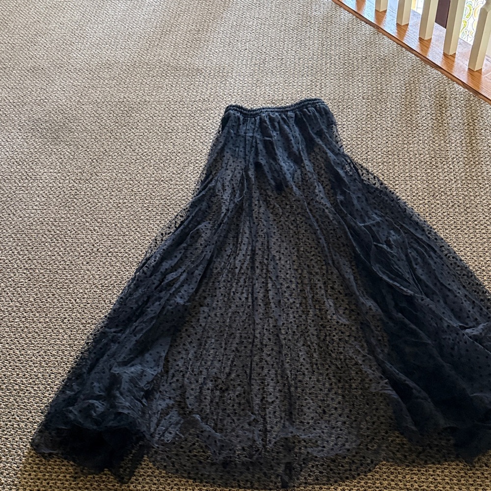 AKIRA Black Sheer Mara polkadot skirt NWOT size small